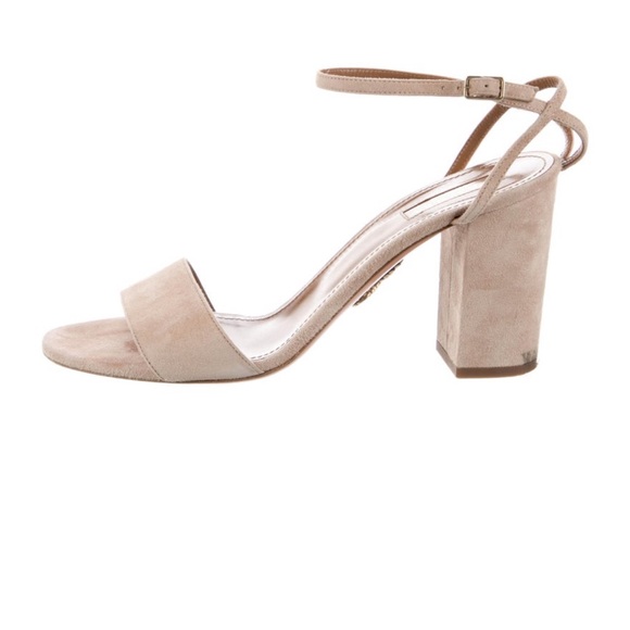 Aquazzura Beige Block Heel Sandals - Picture 2 of 5